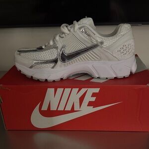 Nike White and Silver Women's Sneakers